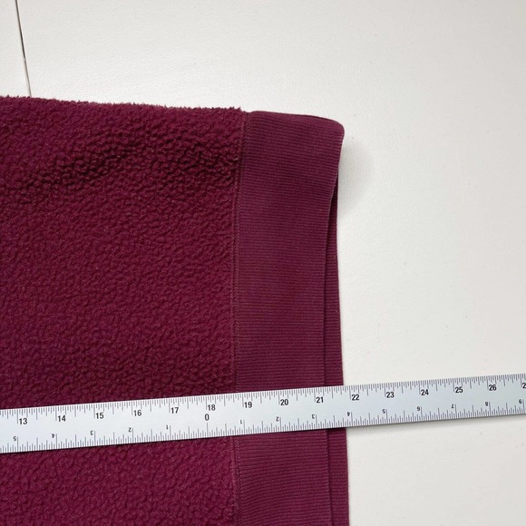 Everlane Renew Teddy Fleece Pullover Sweater Sz M Red Oxblood Stretch Raglan Slv - Picture 8 of 9
